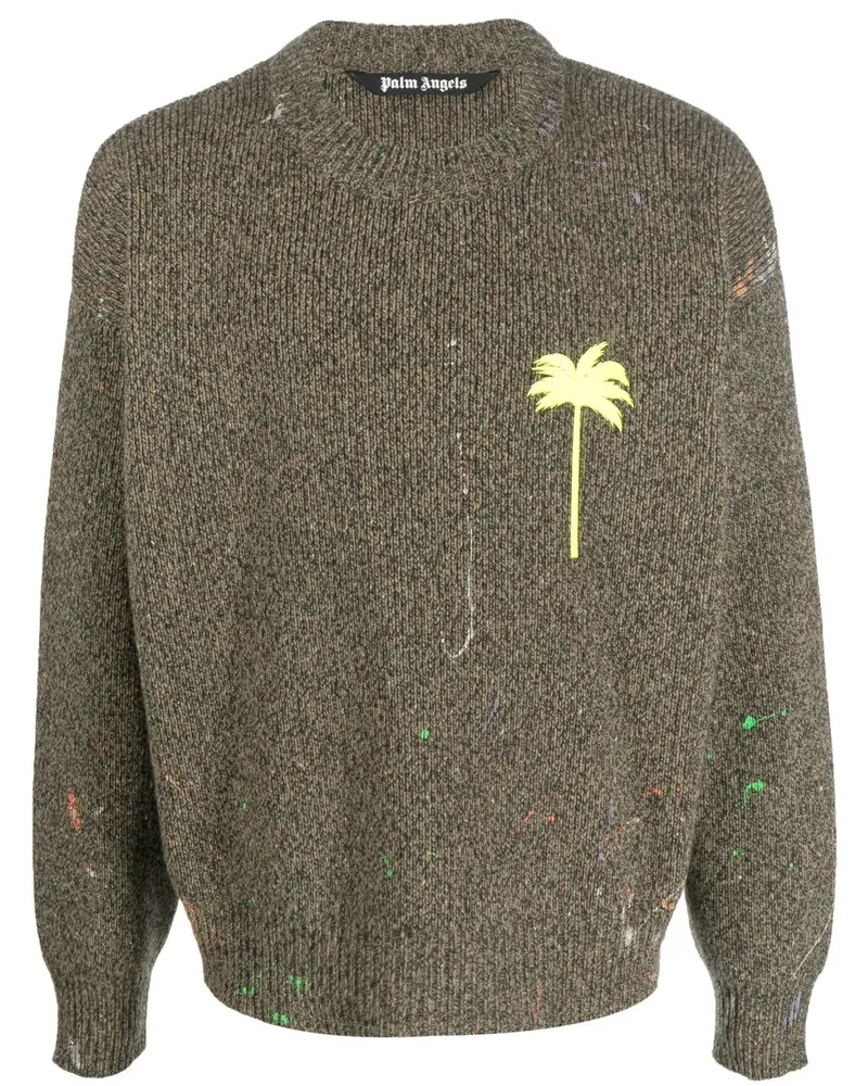 Palm Angels Pullover mit Palmen-Stickerei - Grün Grün