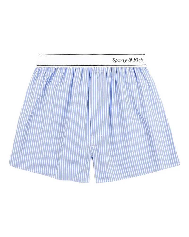 SPORTY & RICH Gestreifte Boxershorts mit Italic-Logo - Blau Blau