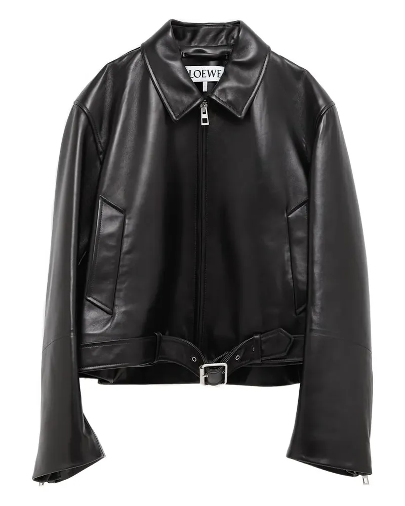 Loewe Lederjacke mit Gürtel - Schwarz Schwarz