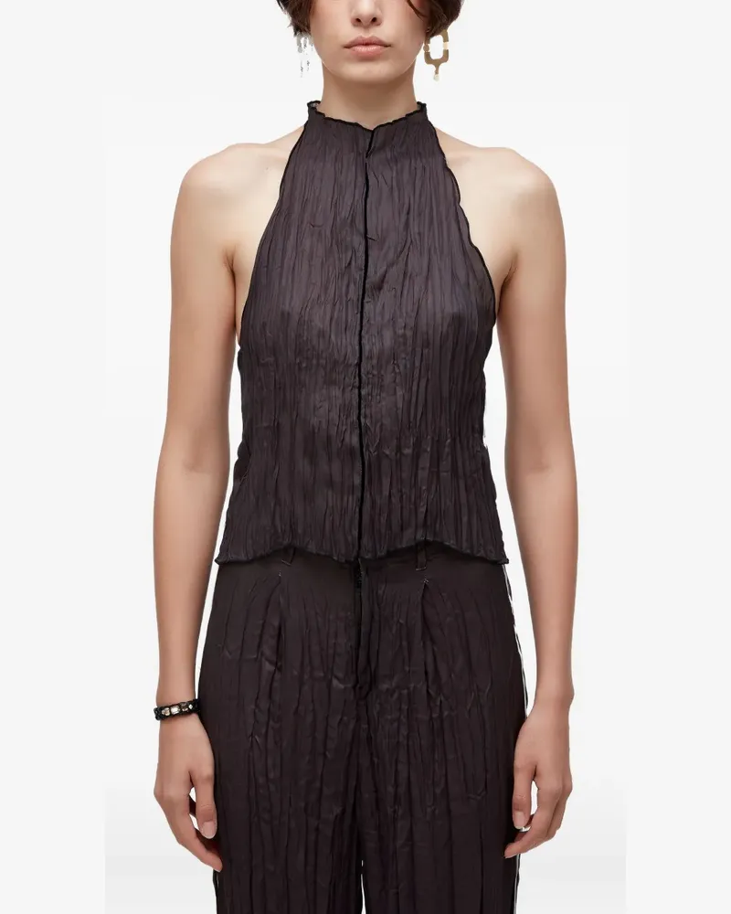 Osklen Plissiertes Satintop mit Raglanärmeln - Schwarz Schwarz