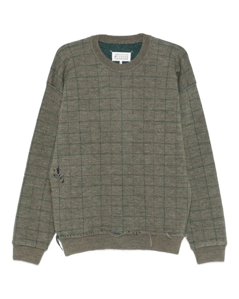 Maison Margiela Distressed-Pullover mit Karomuster - Grün Grün