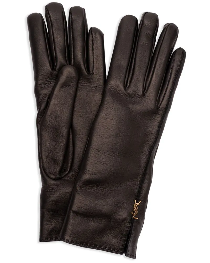 Saint Laurent Handschuhe mit Cassandre-Schild - Schwarz Schwarz