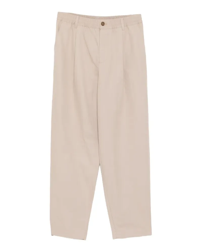 Kitsuné Bundfaltenhose mit Logo-Stickerei - Braun Braun