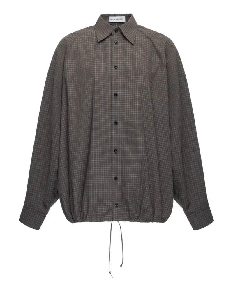 SITUATIONIST check-pattern drawstring-hem shirt - Grau Grau