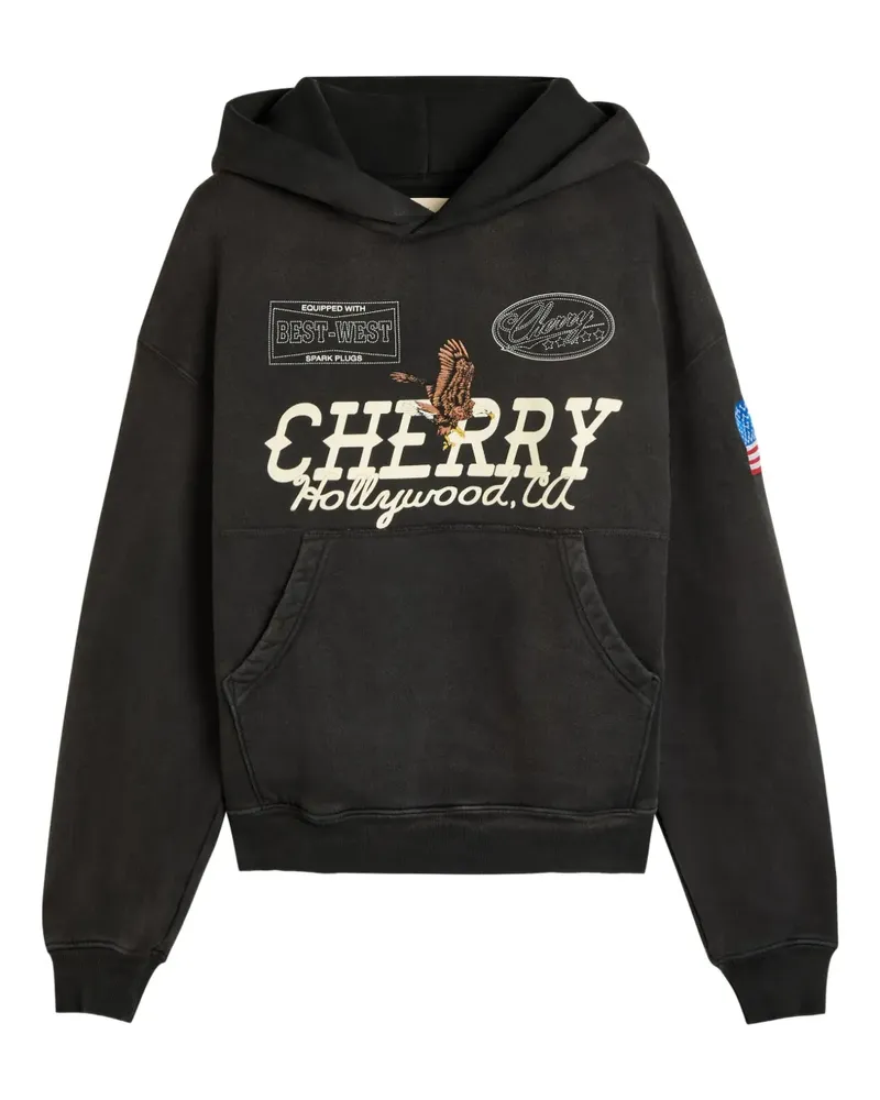 CHERRY LA graphic-print hood hoodie - Schwarz Schwarz