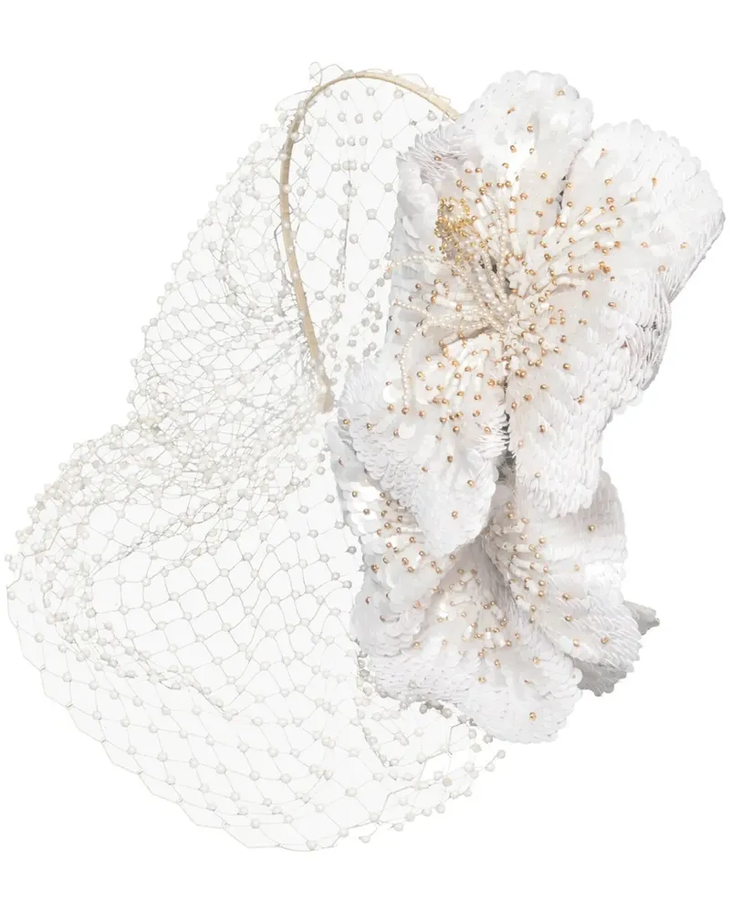 Jennifer Behr Orchideen-Haarschmuck mit violetten Kristallen - Weiß Weiß