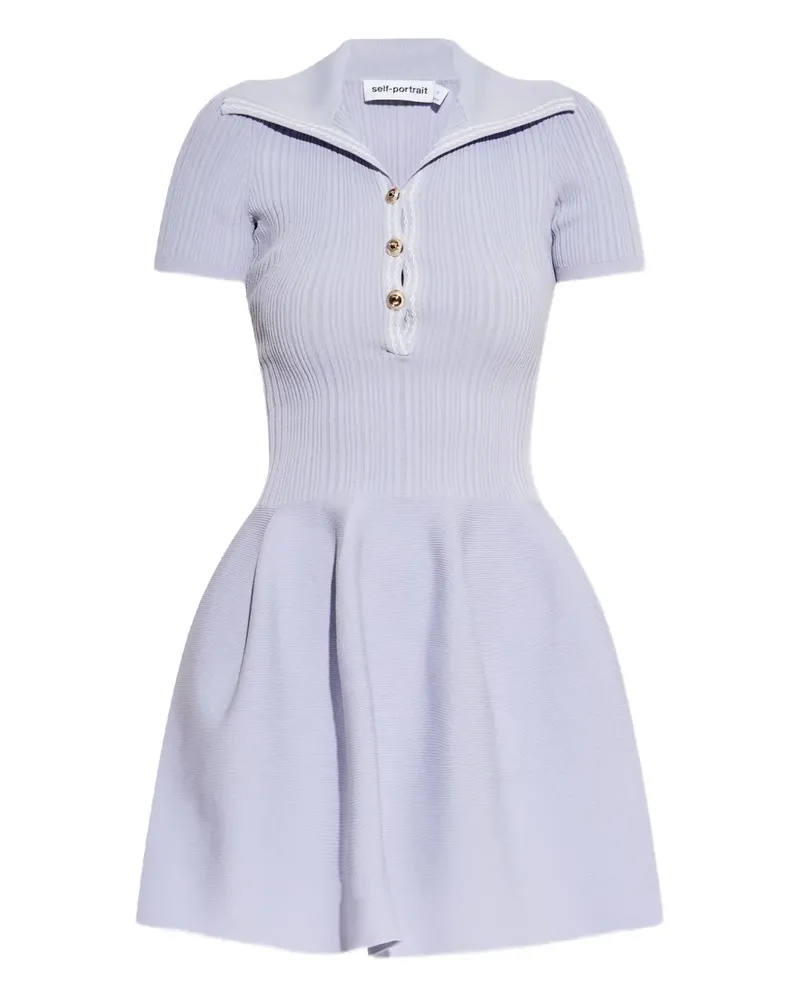 Self-Portrait Kleid mit kurzen Ärmeln - Violett Violett