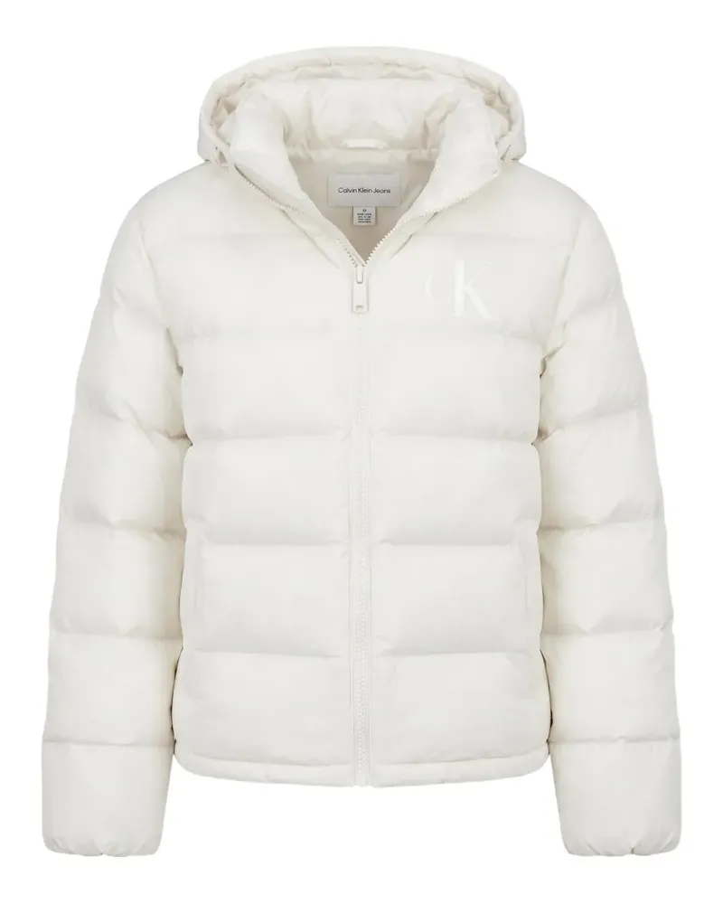 Calvin Klein Gefütterte Jacke mit Logo-Print - Weiß Weiß