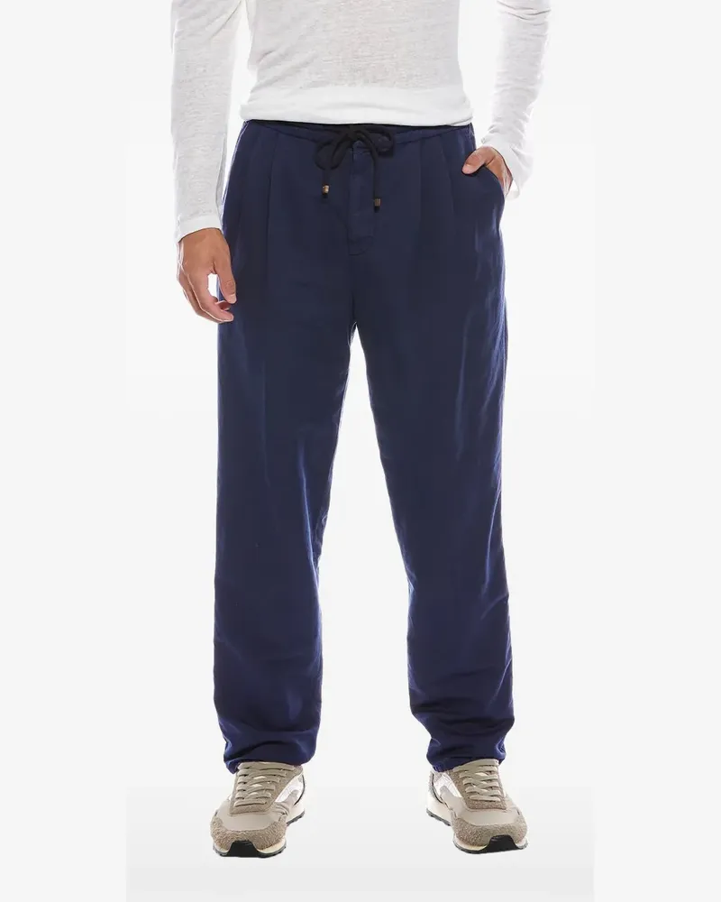 Brunello Cucinelli Leinenhose mit Kordelzug - Blau Blau