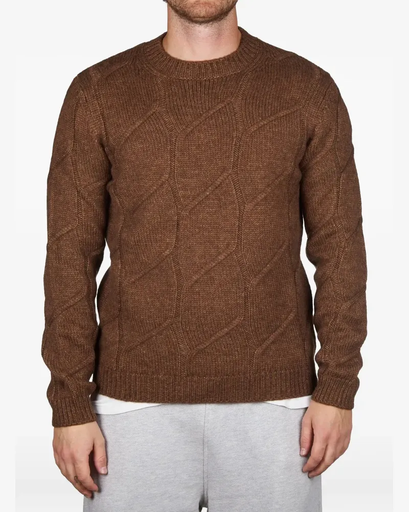Alpha Studio cable-knit crew-neck sweater - Braun Braun