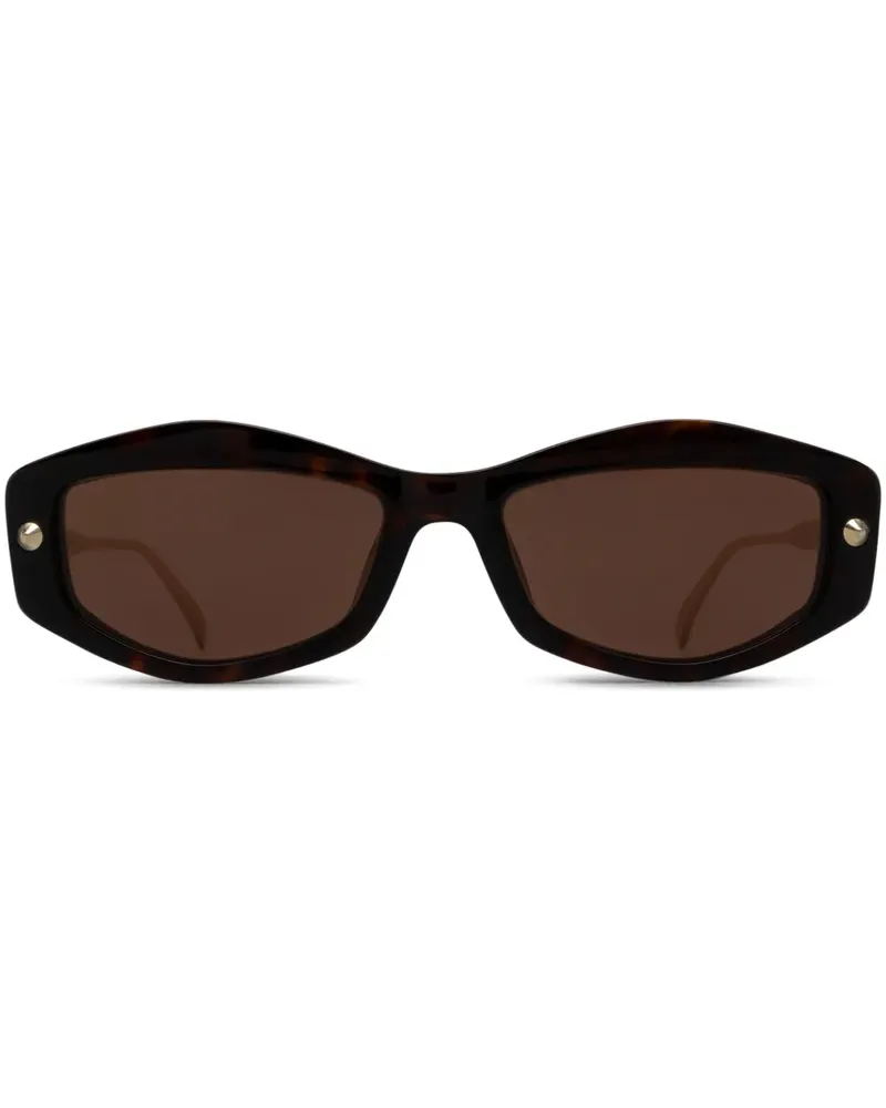 Alexander McQueen Sonnenbrille mit geometrischem Gestell - Braun Braun