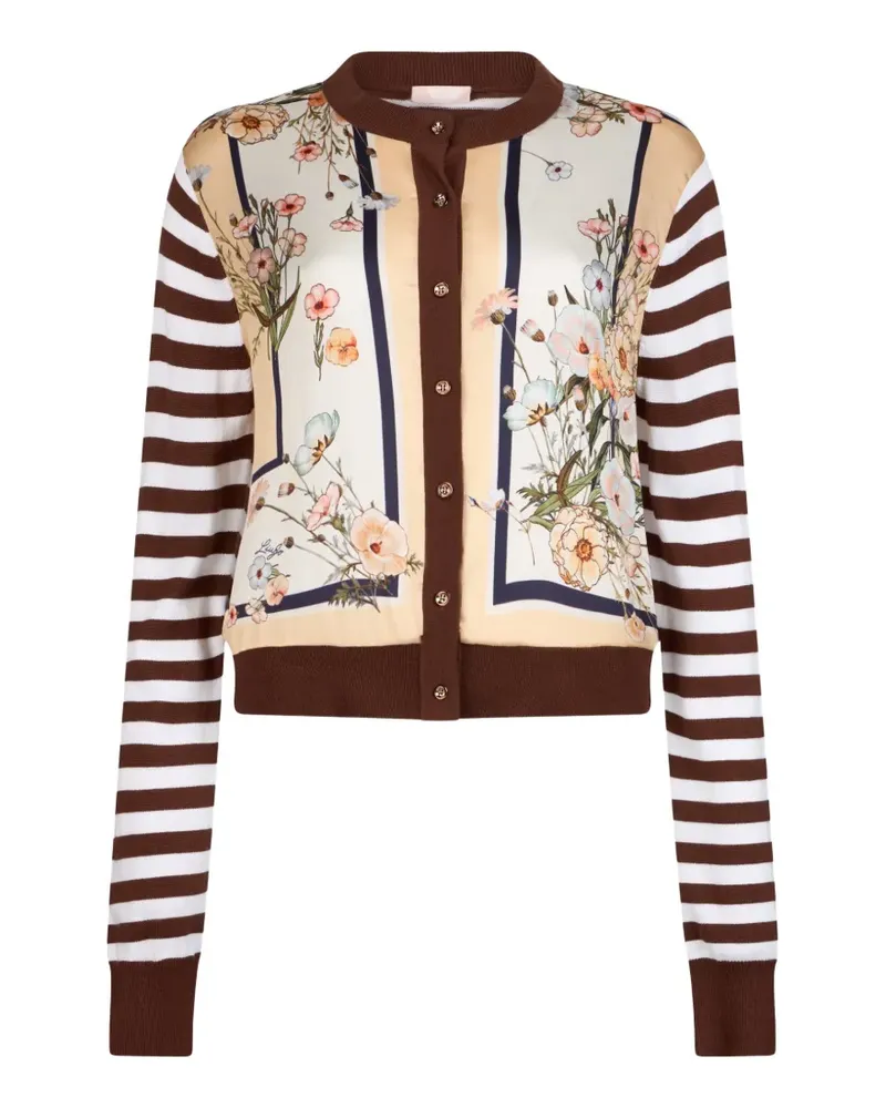 Liu Jo striped floral-print cardigan - Braun Braun