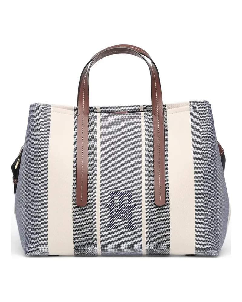 Tommy Hilfiger City TH monogram large jacquard satchel tote bag - Blau Blau
