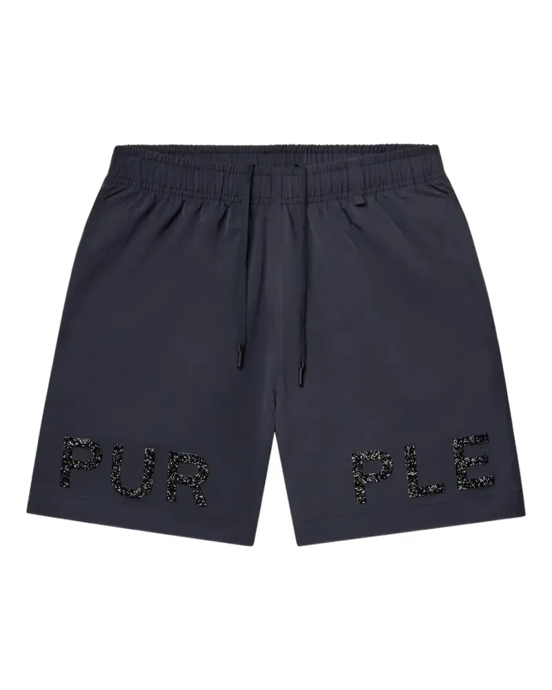 PURPLE BRAND Kordelzug-Shorts mit Schriftzug - Schwarz Schwarz