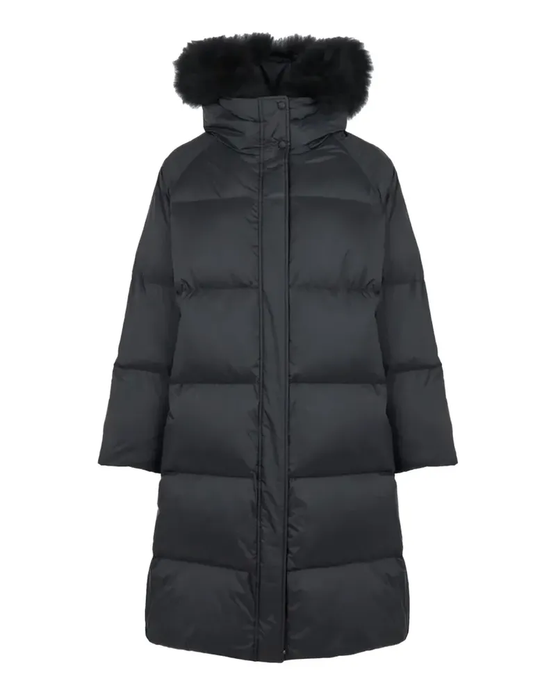 Yves Salomon fur-trim hooded down coat - Schwarz Schwarz