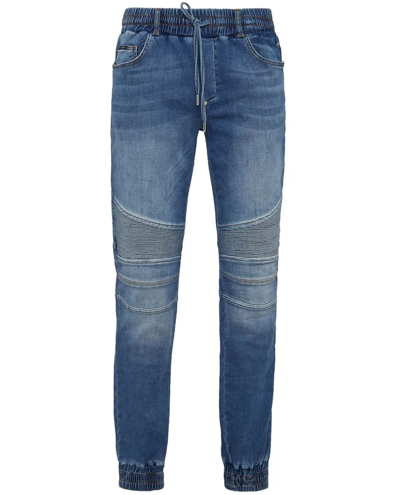 Philipp Plein Skinny-Jeans mit geripptem Detail - Blau Blau