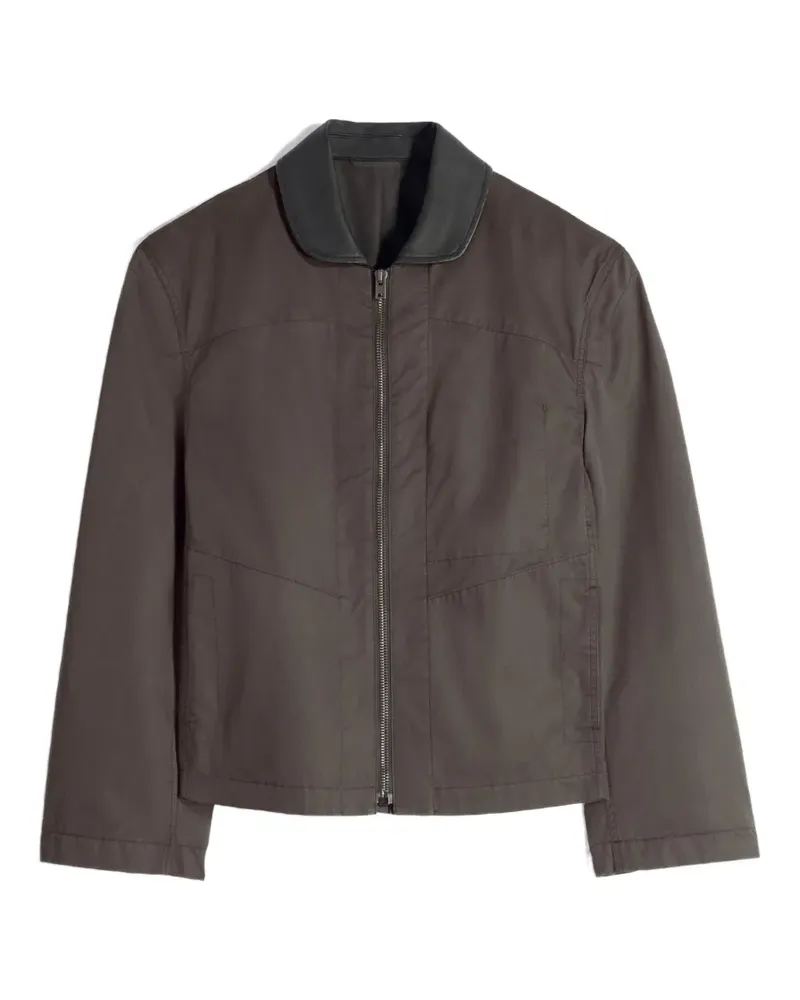 Christophe Lemaire Twill-Jacke mit Lederkragen - Braun Braun
