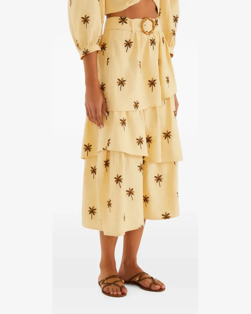 FARM Rio belted midi skirt - Gelb Gelb