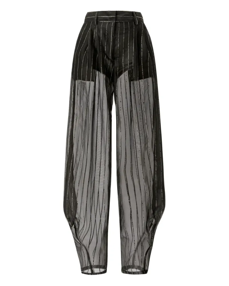 Genny Transparente Hose mit Nadelstreifen - Schwarz Schwarz