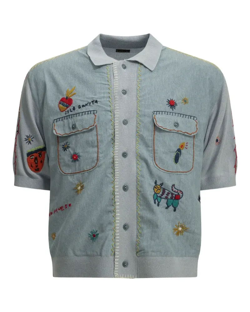 KAPITAL embroidered panelled shirt - Blau Blau