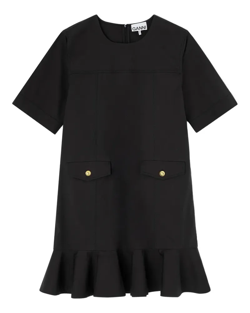 Ganni Kleid mit gerüschter Tasche - Schwarz Schwarz