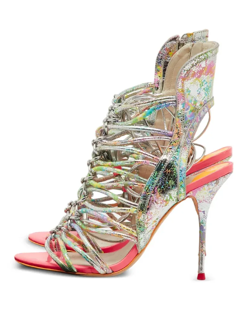 Sophia Webster metallic multicolour leather tie up sandals - Silber Silber