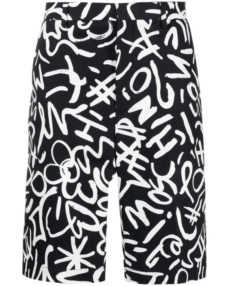Moschino Chino-Shorts mit Monogramm-Print - Schwarz Schwarz