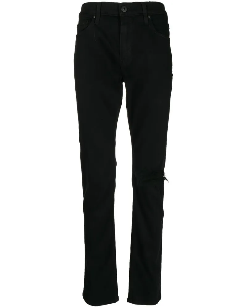 Paige Halbhohe Lennox Slim-Fit-Jeans Schwarz