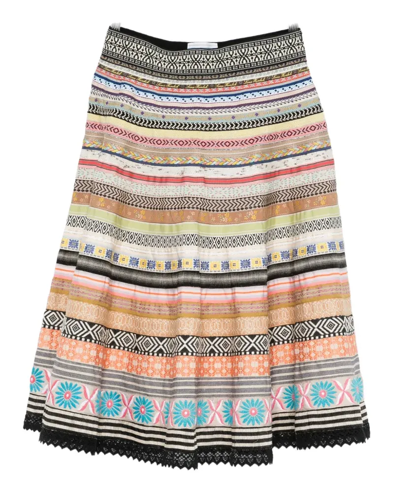 Lena Hoschek ribbon-detail A-line midi skirt - Nude Nude