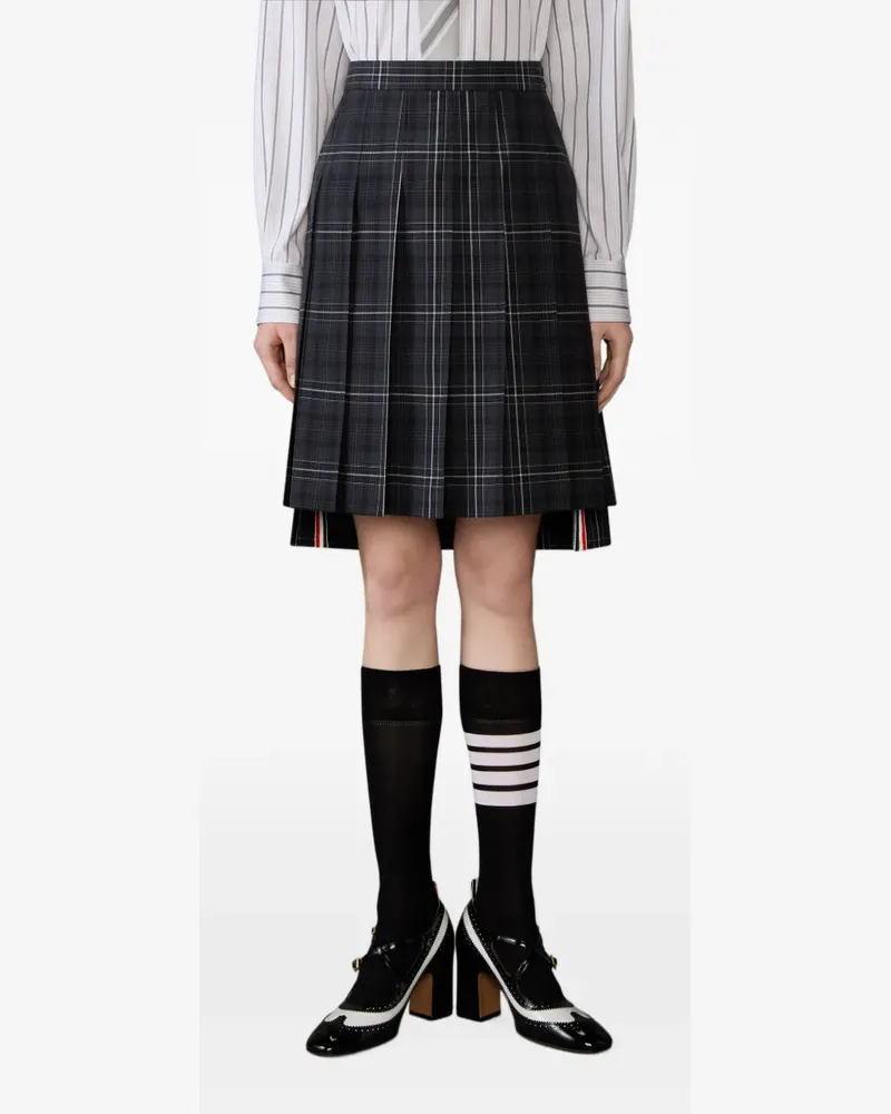 Thom Browne Karierter Windowpane Faltenrock - Schwarz Schwarz