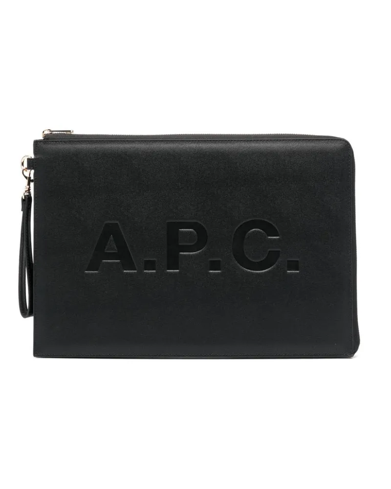A.P.C. Clutch mit Logo-Print - Schwarz Schwarz