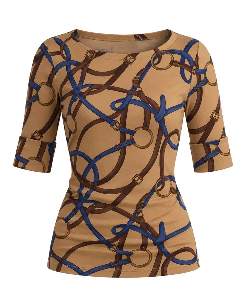 Ralph Lauren T-Shirt mit Gürtel-Print - Braun Braun
