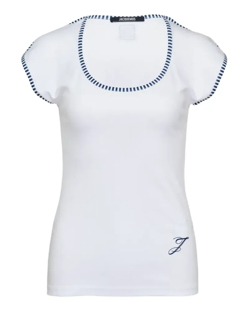 Jacquemus Espiral stripe-trim T-shirt - Weiß Weiß