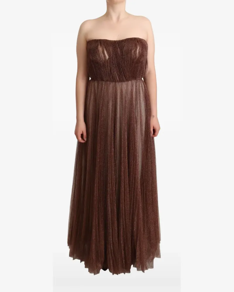 Dolce & Gabbana Falten-Maxikleid mit Glitter-Finish - Braun Braun