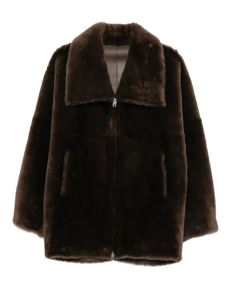 BLANCHA zip-up shearling jacket - Braun Braun