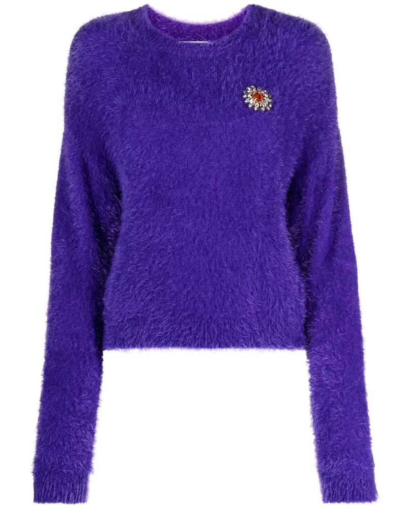 Moschino Pullover mit Blumenapplikation - Violett Violett