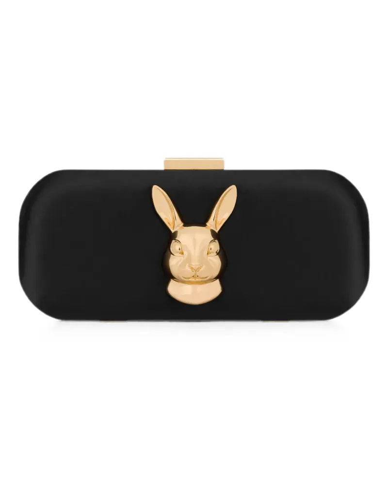 Moschino rabbit-plaque clutch bag - Schwarz Schwarz