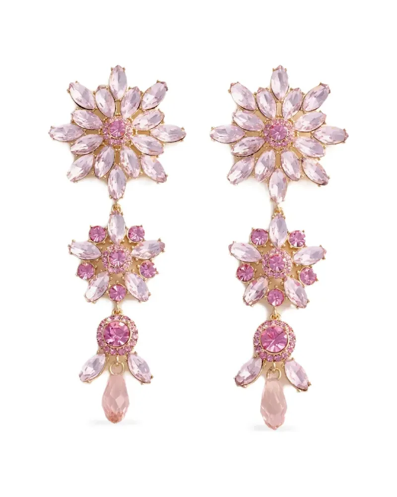 Self-Portrait Hängeohrringe mit Kristallblumen - Gold Gold