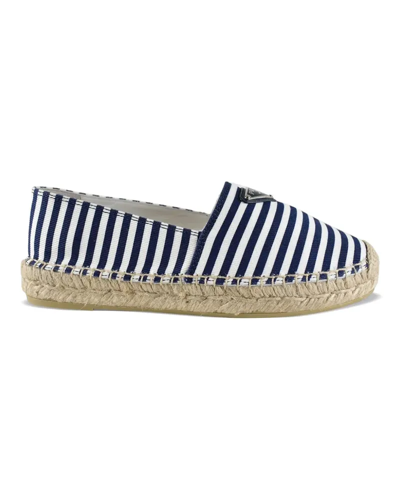 Prada Gestreifte Espadrilles mit Logo - Blau Blau
