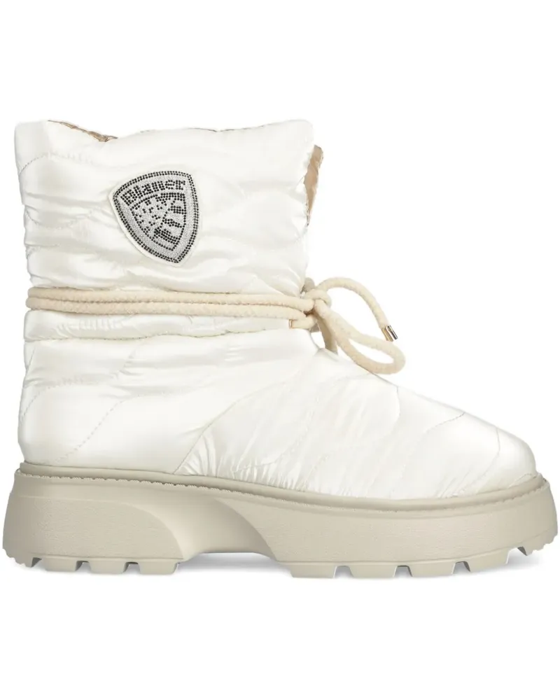 Blauer Gesteppte Schnürstiefel - Weiß Weiß