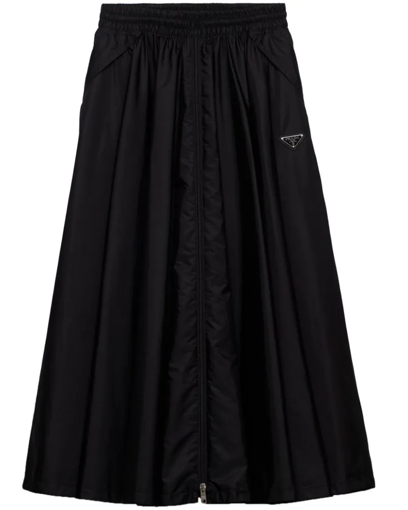 Prada Maxirock mit Logo - Schwarz Schwarz
