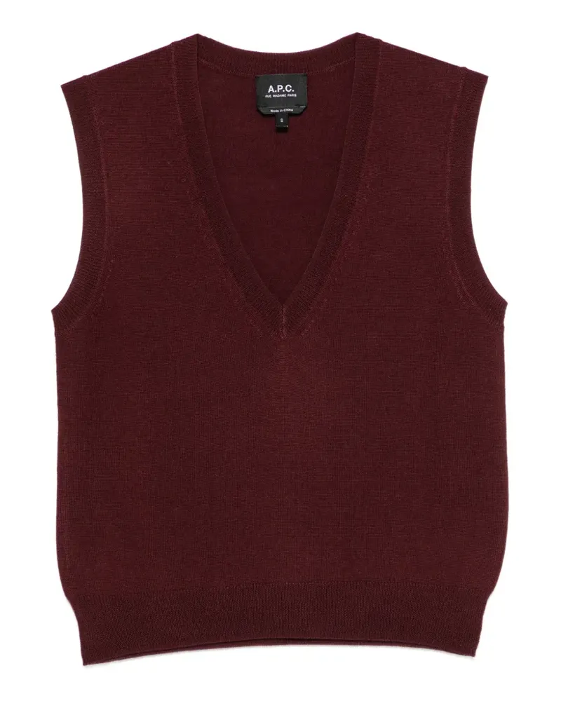 A.P.C. V-neck knitted top - Rot Rot