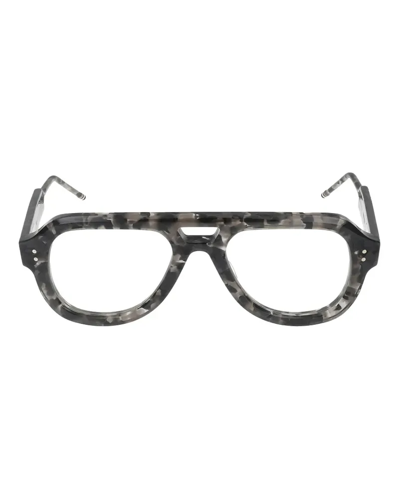 Thom Browne tortoiseshell-effect pilot-frame glasses - Grau Grau