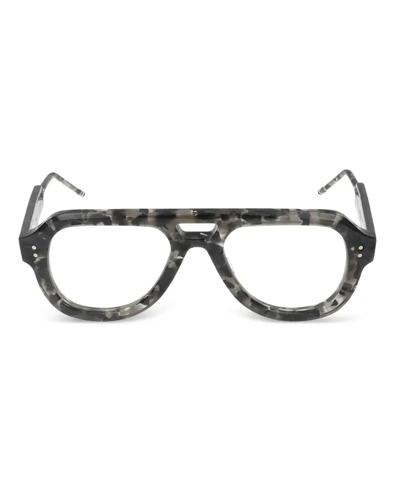 Thom Browne tortoiseshell-effect pilot-frame glasses - Grau Grau