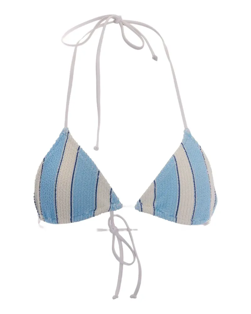 MC2 Saint Barth striped crinkle bikini top - Blau Blau