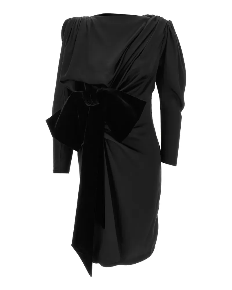 Balmain velvet-bow draped midi dress - Schwarz Schwarz