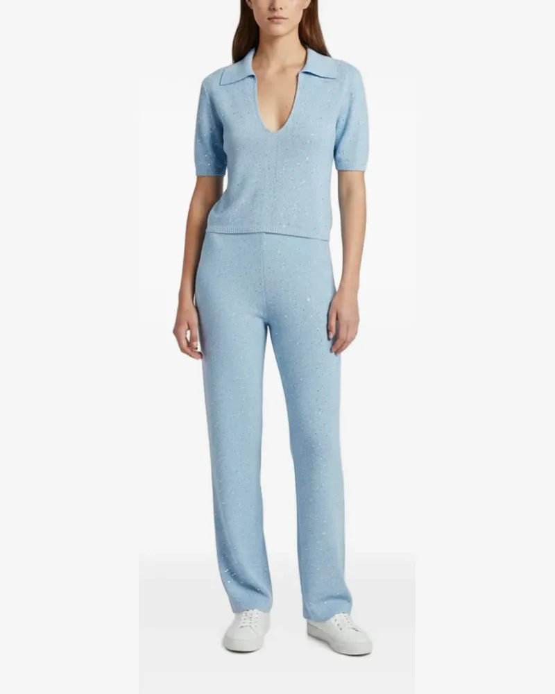 FourTwoFour on Fairfax Valeria Set aus Hose und Oberteil mit Pailletten - Blau Blau