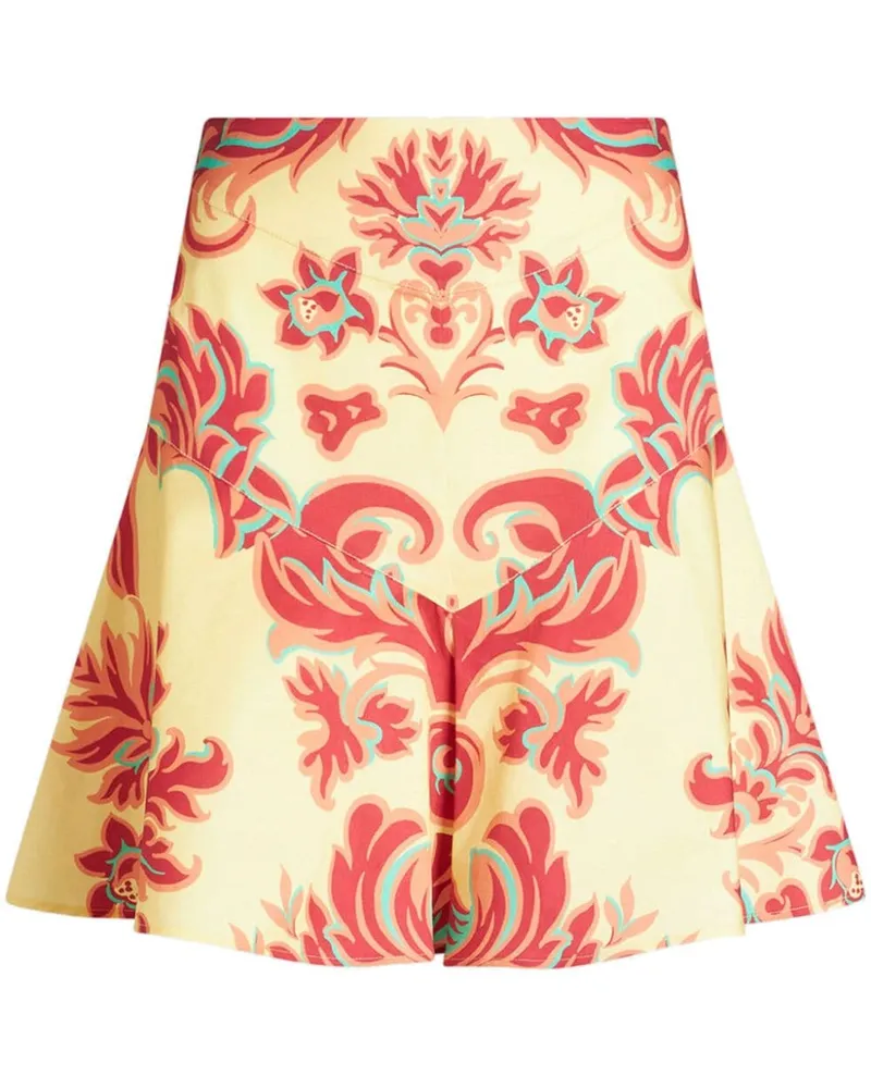 Etro Popeline-Minirock mit Venus-Print - Gelb Gelb
