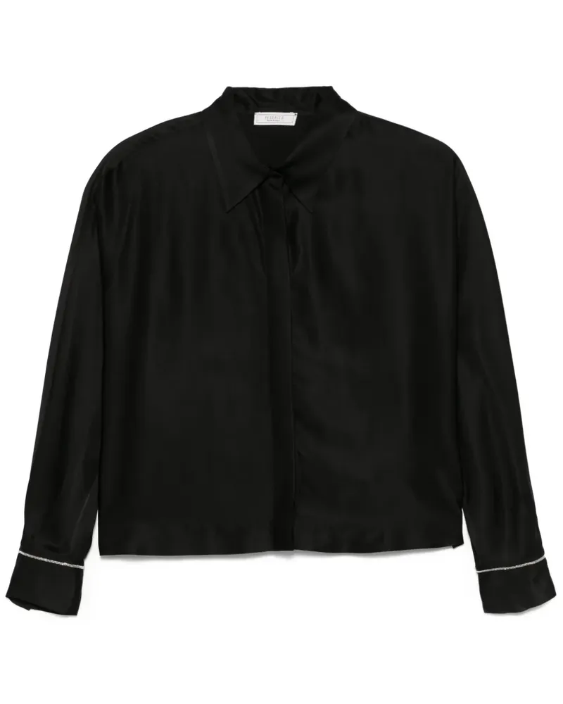 Peserico Hemd aus Satin - Schwarz Schwarz