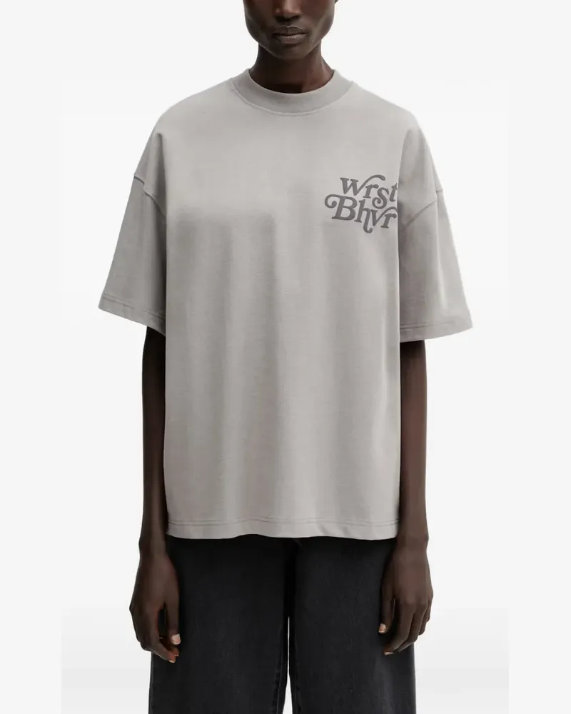WRSTBHVR Reen V2 logo-print drop-shoulder T-shirt - Grau Grau